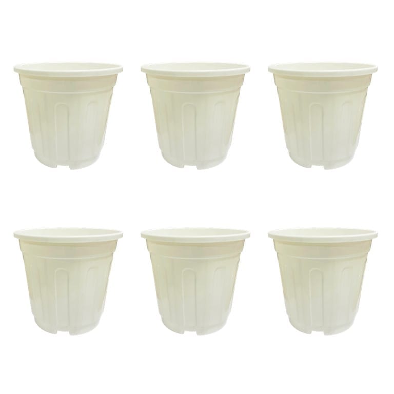 Set of 06 - 12 Inch White Super Nursery Pot