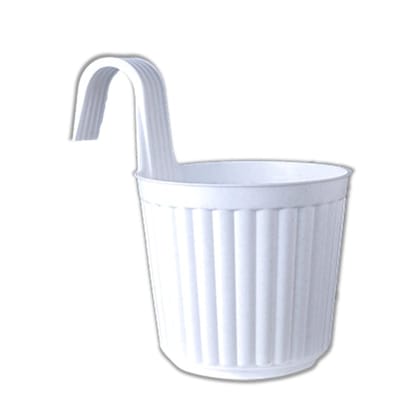Buy 7 Inch White Railing Single Hook Hanging Plastic Pot Online | Urvann.com