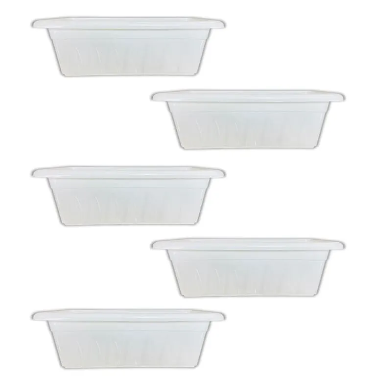Set of 05 - 20 Inch White Premium Supreme Window Plastic Planter