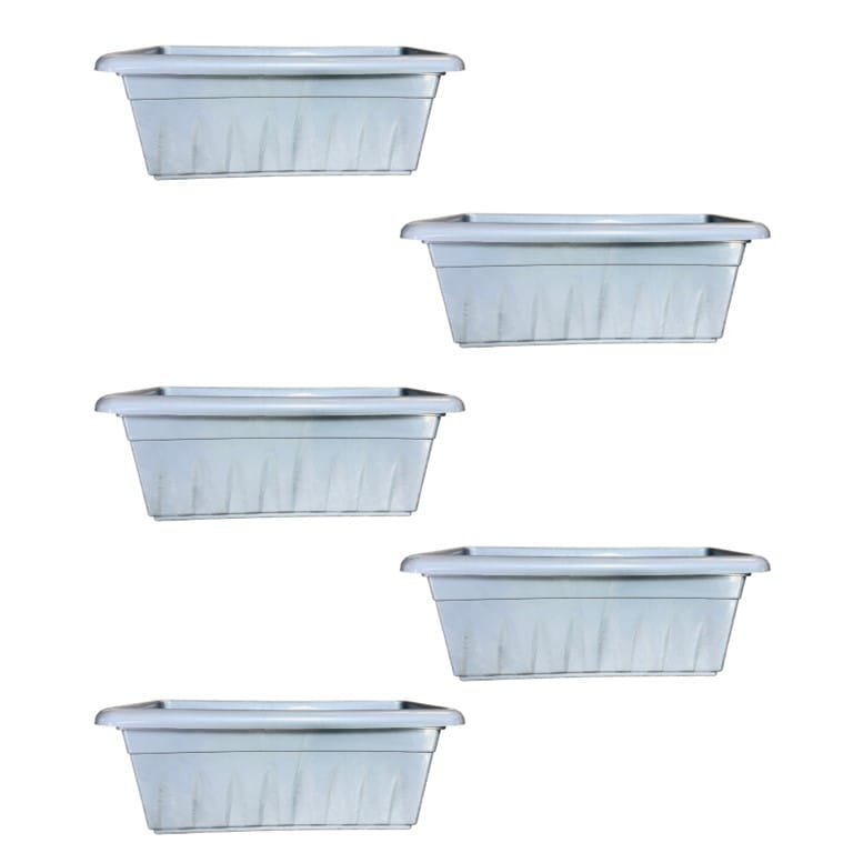 Set of 05 - 20 Inch Grey Premium Supreme Window Plastic Planter