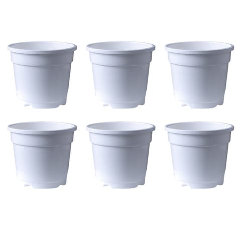 Set of 06 - 10 Inch White Nursery Pot