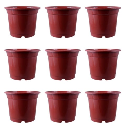 Set of 09 - 8 Inch Red Nursery Pot