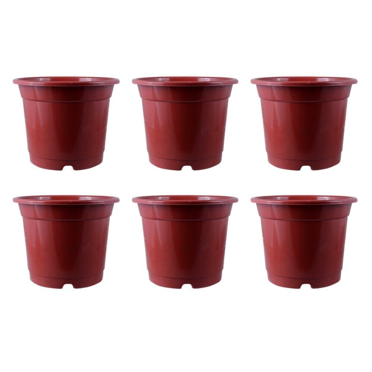 Set of 06 - 10 Inch Red Nursery Pot