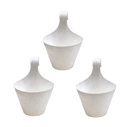 Buy Set of 03 - 8 Inch White Single Hook Hanging Plastic Pot Online | Urvann.com