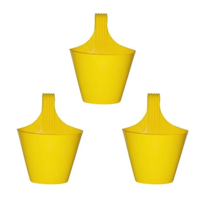 Buy Set of 03 - 8 Inch Yellow Single Hook Hanging Plastic Pot Online | Urvann.com