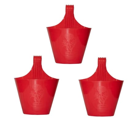 Buy Set of 03 - 8 Inch Red Single Hook Hanging Plastic Pot Online | Urvann.com