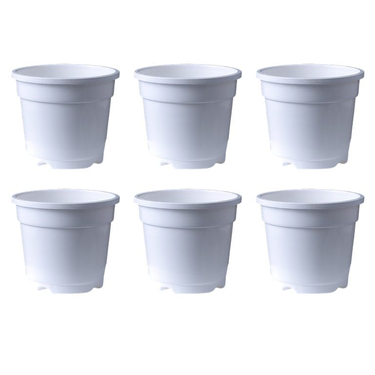 Set of 06 - 8 Inch White Nursery Pot