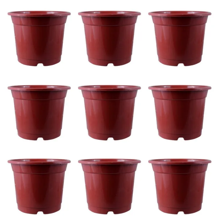 Set of 09 - 8 Inch Red Nursery Pot