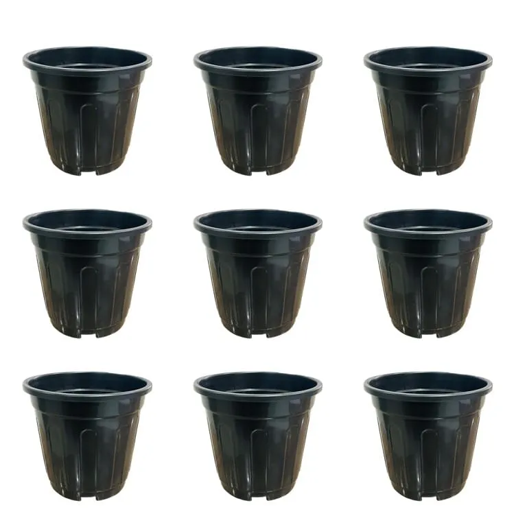 Set of 09 - 12 Inch Black Super Nursery Pot