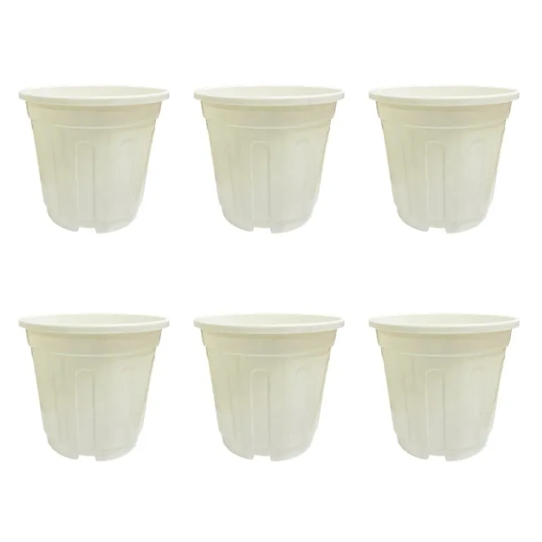 Set of 06 - 12 Inch White Super Nursery Pot