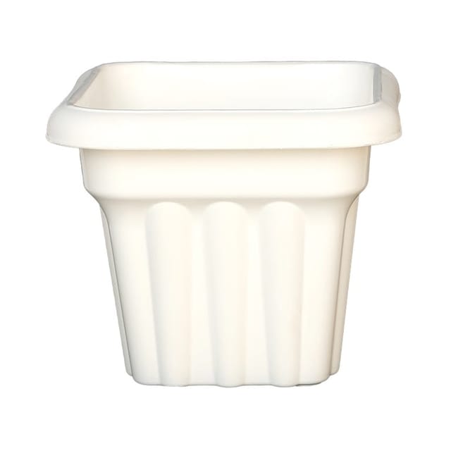 10 Inch White Heavy Square Plastic Pot