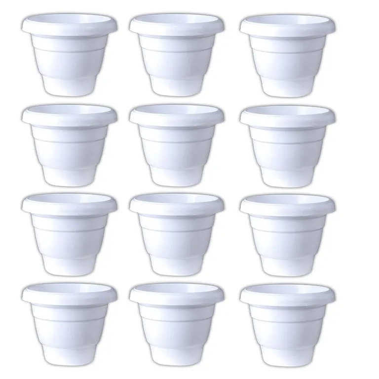 Set of 12 - 18 Inch White Classy Plastic Pot
