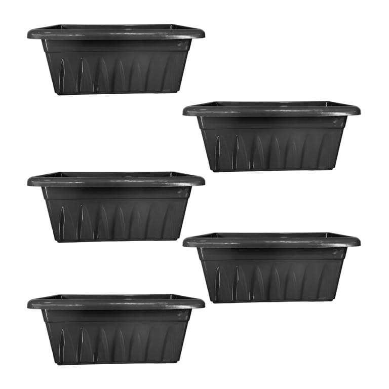 Set of 05 - 24 Inch Black Premium Supreme Window Plastic Planter