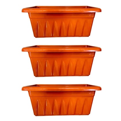 Buy Set of 03 - 20 Inch Terracotta Red Premium Supreme Window Plastic Planter Online | Urvann.com