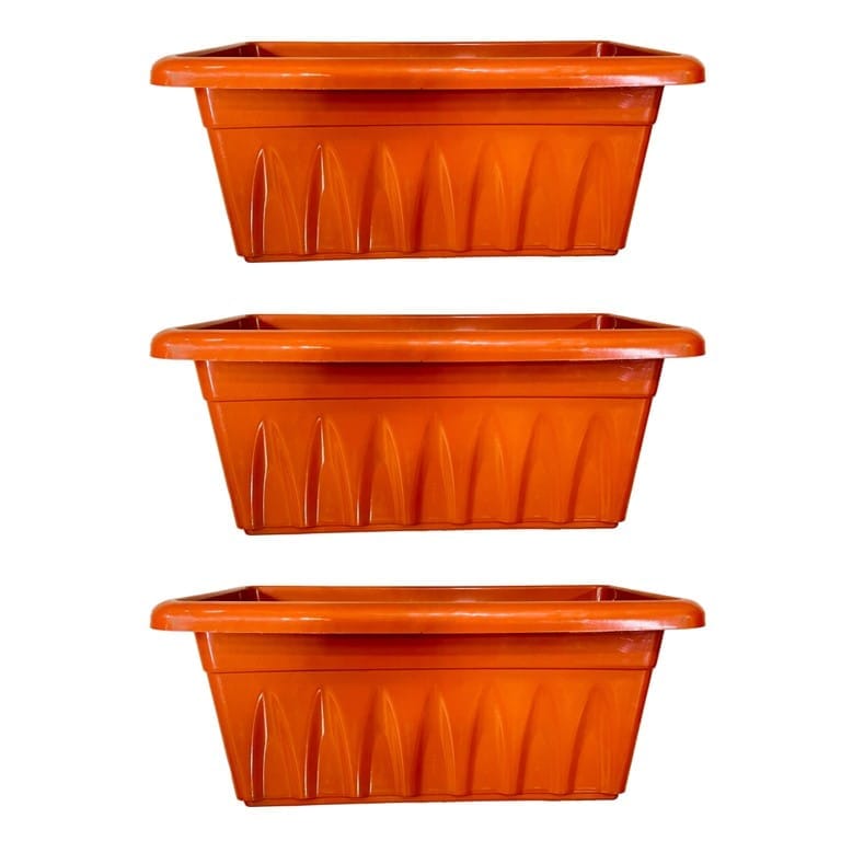 Set of 03 - 24 Inch Terracotta Red Premium Supreme Window Plastic Planter