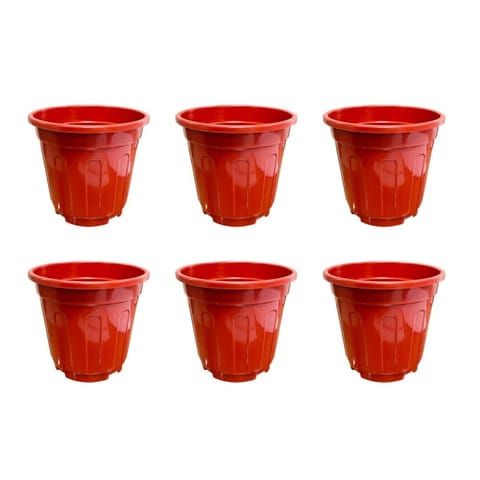 Set of 06 - 12 Inch Red Super Nursery Pot