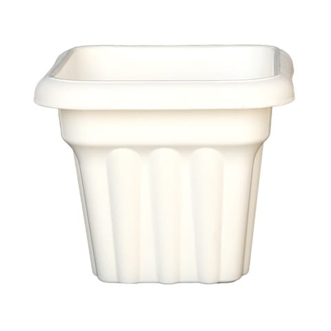 8 Inch White Heavy Square Plastic Pot