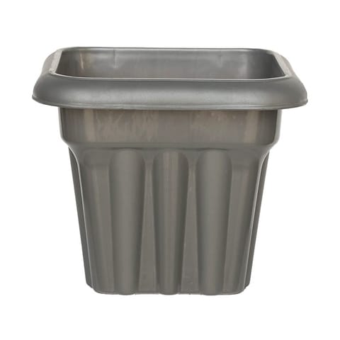 8 Inch Grey Heavy Square Plastic Pot