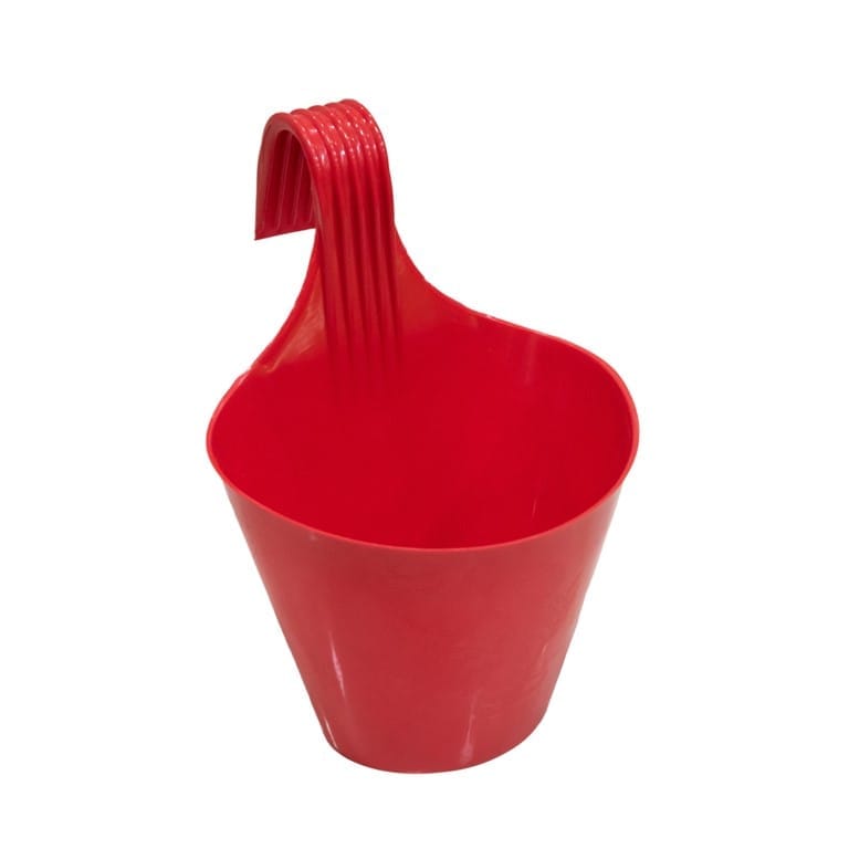 8 Inch Red Single Hook Hanging Plastic Pot