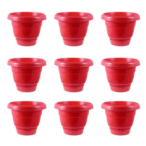 Set of 09 - 14 Inch Terracotta Red Classy Plastic Pot