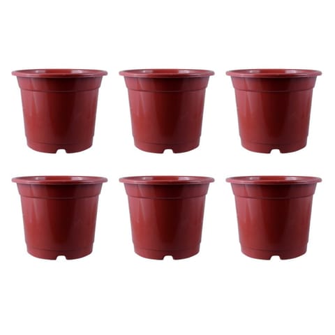 Set of 06 - 10 Inch Red Nursery Pot