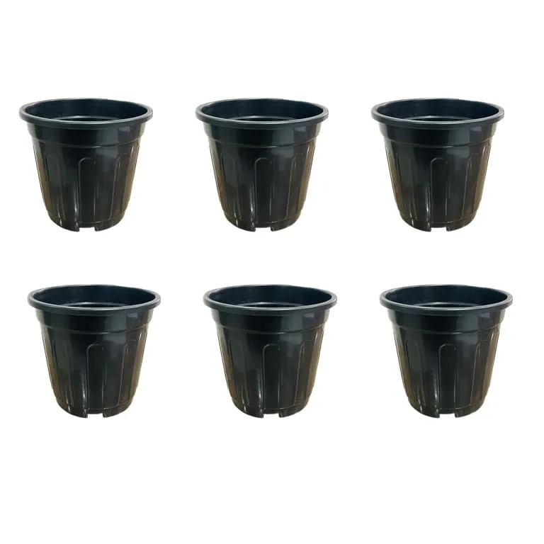 Set of 06 - 12 Inch Black Super Nursery Pot