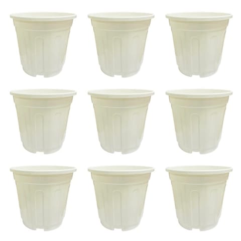 Set of 09 - 6 Inch White Super Nursery Pot