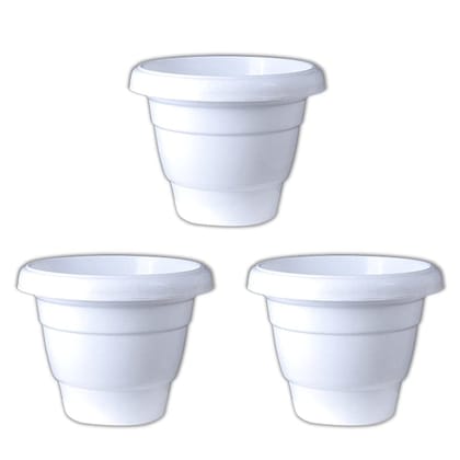 Buy Set of 03 - 8 Inch White Classy Plastic Pot Online | Urvann.com