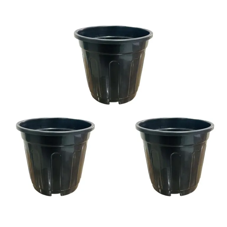 Set of 03 - 12 Inch Black Super Nursery Pots
