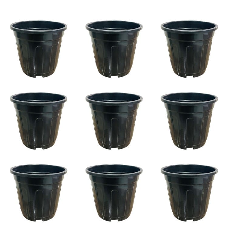Set of 09 - 12 Inch Black Super Nursery Pots