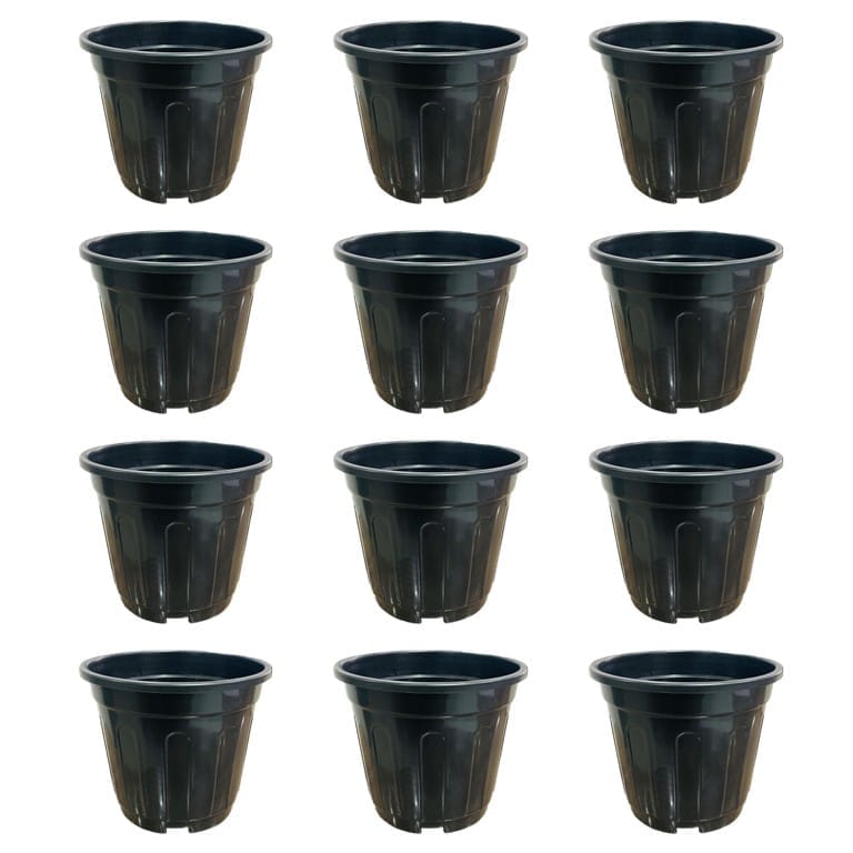 Set of 12 - 12 Inch Black Super Nursery Pots