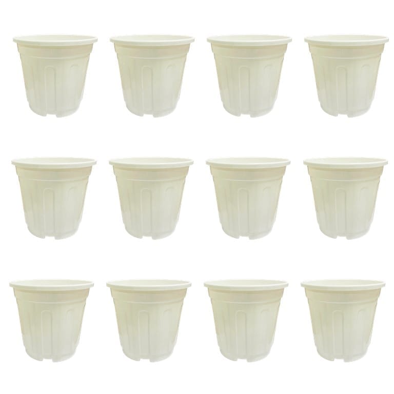 Set of 12 - 6 Inch White Super Nursery Pots