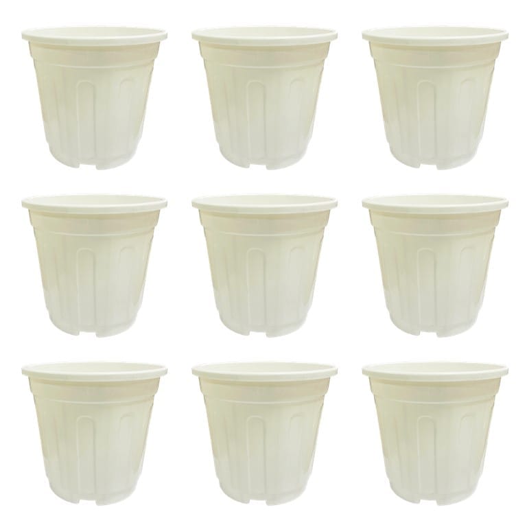 Set of 09 - 12 Inch White Super Nursery Pots