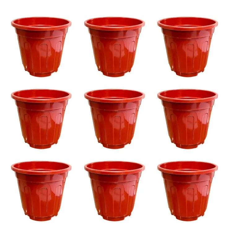 Set of 09 - 12 Inch Red Super Nursery Pots