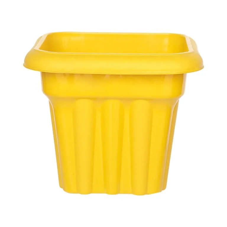 8 Inch Yellow Heavy Square Plastic Pot