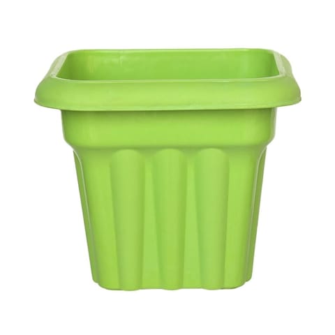 8 Inch Green Heavy Square Plastic Pot