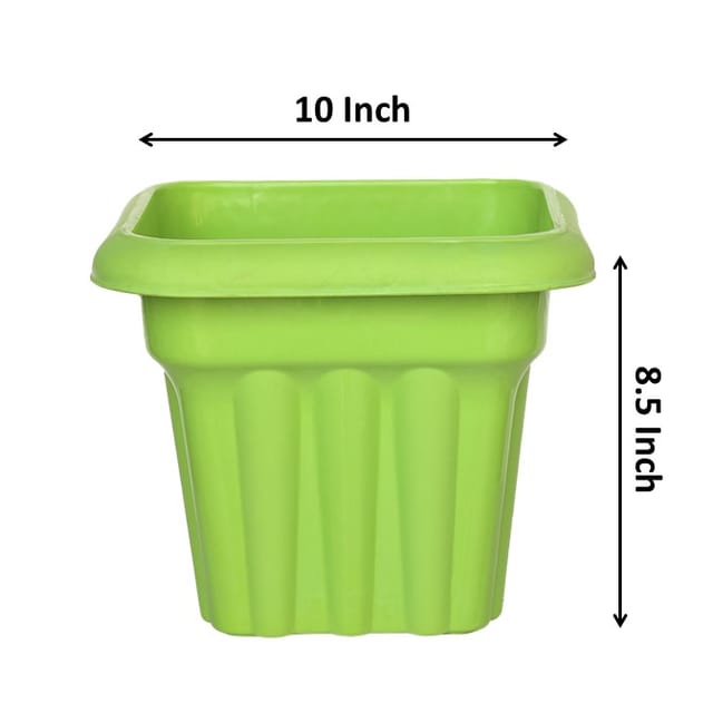 Free Next Day Delivery | 10 Inch Green Heavy Square Plastic Pot