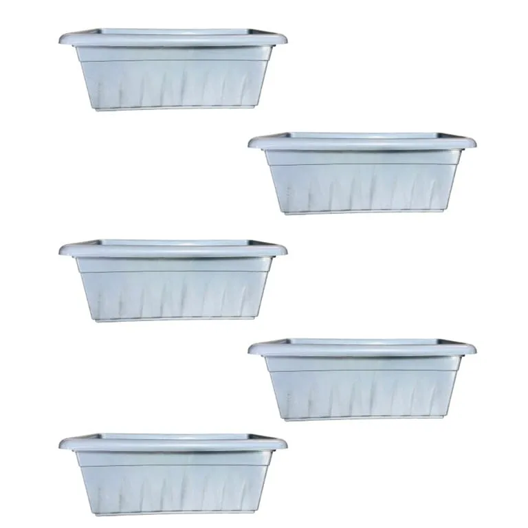 Set of 05 - 17 Inch Grey Premium Supreme Window Plastic Planter