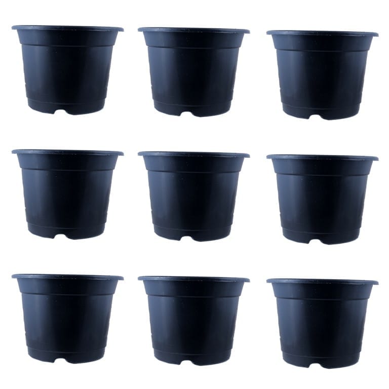 Set of 09 - 4 Inch Black Nursery Pots