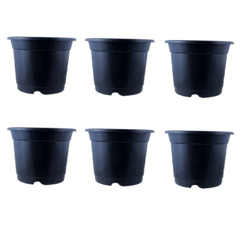 Set of 06 - 8 Inch Black Nursery Pots