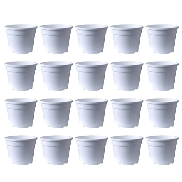 Set of 20 - 4 Inch White Nursery Pots