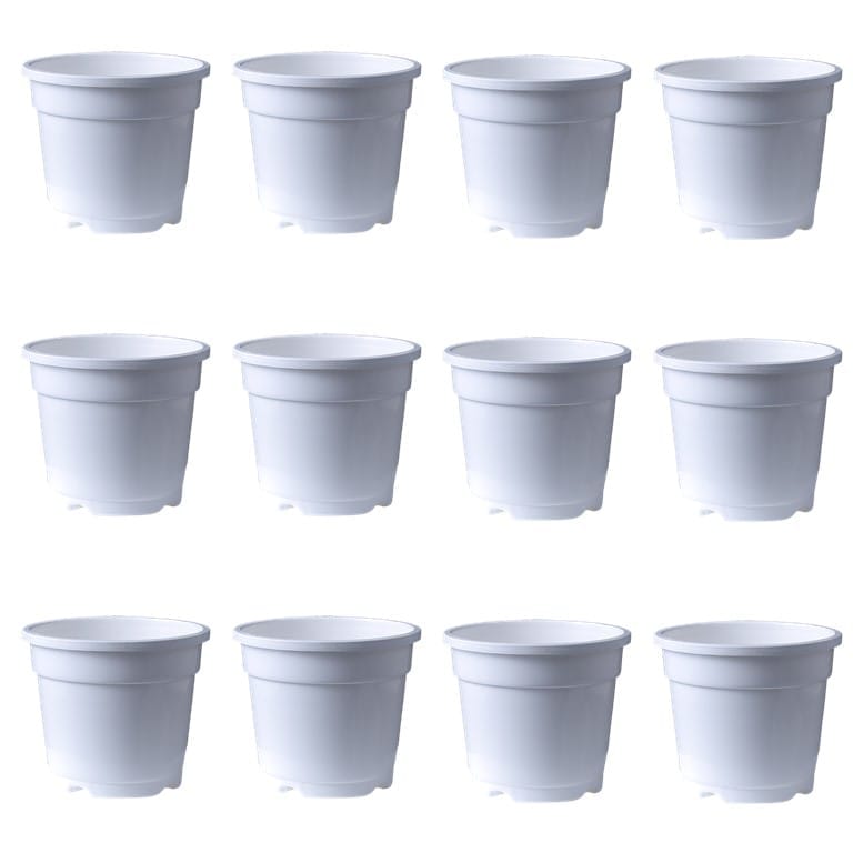 Set of 12 - 10 Inch White Nursery Pots