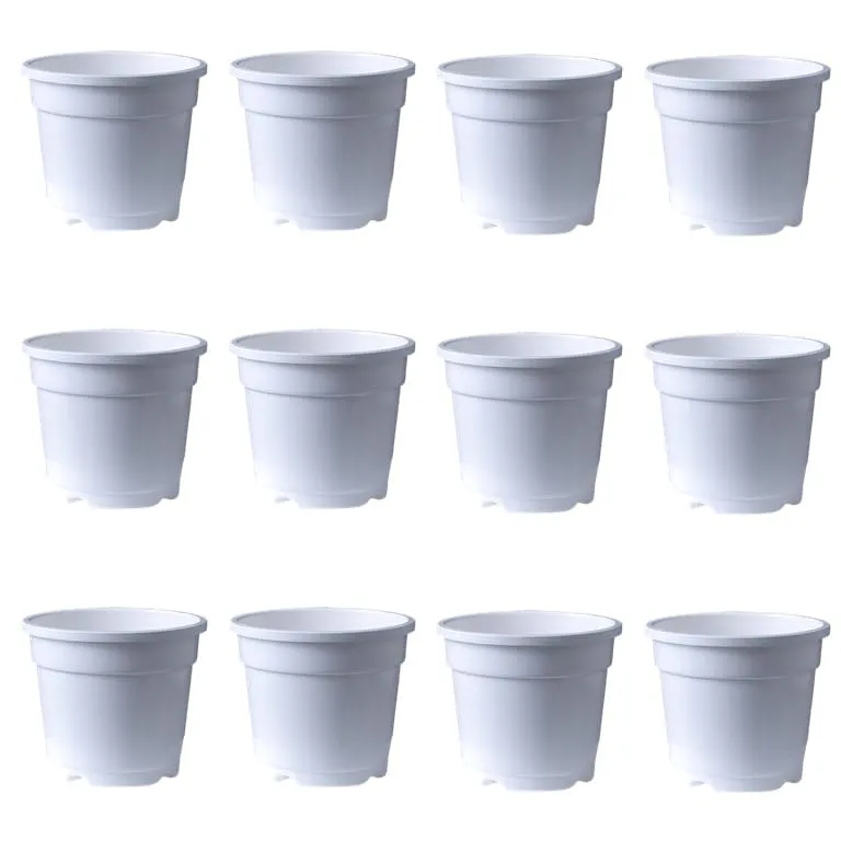 Set of 12 - 10 Inch White Nursery Pots