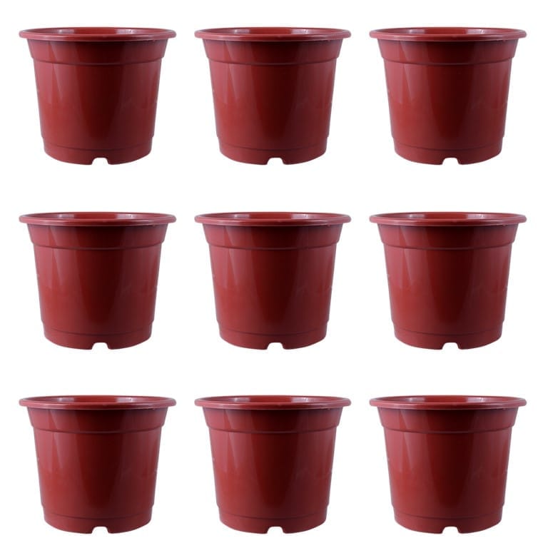 Set of 09 - 4 Inch Red Nursery Pots