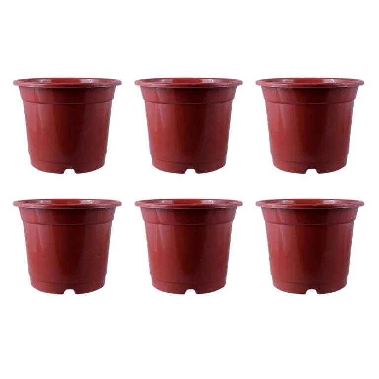 Set of 06 - 8 Inch Red Nursery Pots