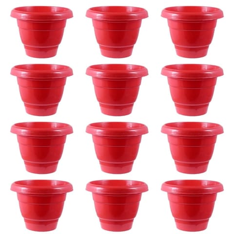 Set of 12 - 18 Inch Terracotta Red Classy Plastic Pots