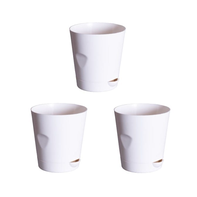 Buy Set of 3 - 4 Inch White Florence Self Watering Pot Online | Urvann.com Set of 3 - 4 Inch White Florence Self Watering Pot
