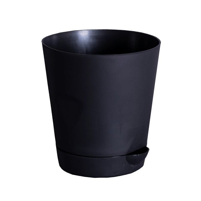 4 Inch Black Florence Self Watering Pot