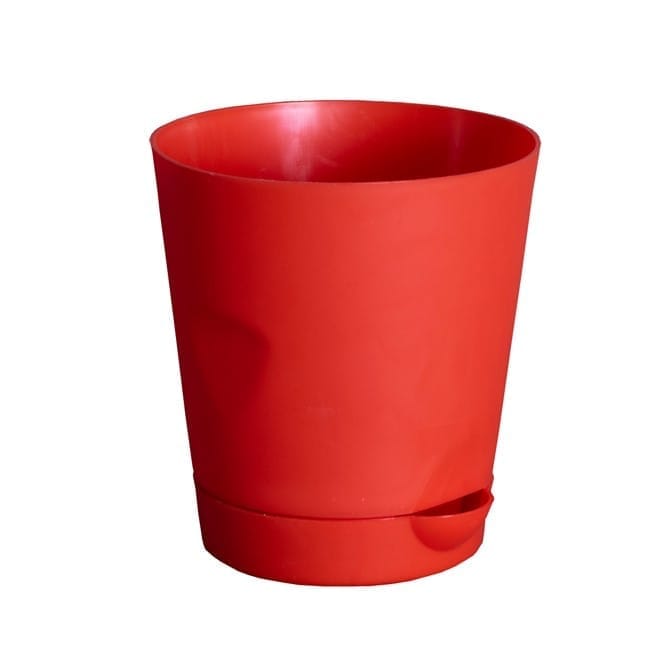 4 Inch Red Florence Self Watering Pot