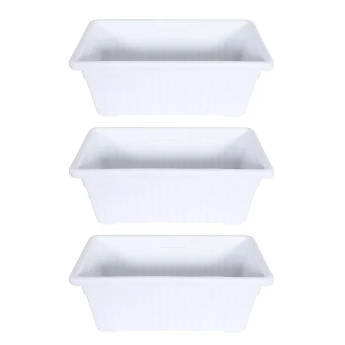 Set of 3 - 14 Inch White Premium Jupiter Rectangular Window Planter